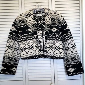 VINTAGE Flashback Coastal Cowgirl Southwestern Print Boho Cropped Jacket, Size M